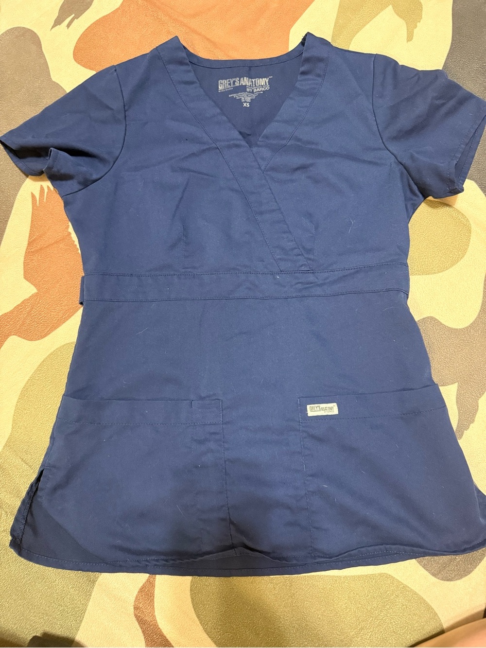 Navy Blue V-Neck Scrub Top